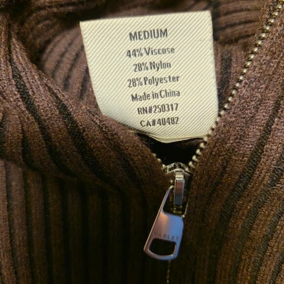 Varley Women's Full Zip Sweater Size Medium Dark Brown Ribbed Long Sleeves - Picture 8 of 8